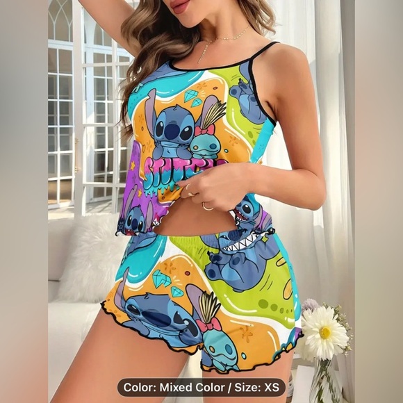 Stitch Tank Top and Shorts pjs Set XS new - Picture 6 of 6